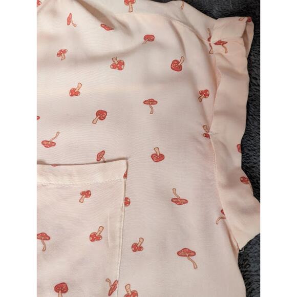 NO BOUNDARIES Juniors Short Sleeve Tie Waist Mushroom Shirt-size XXL(19) earthy - Picture 4 of 6